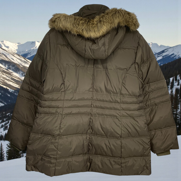 London Fog Women's Sz XL Down Fur Trim Zip Off Hood Quilted Puffer Jacket Parka - Picture 7 of 7